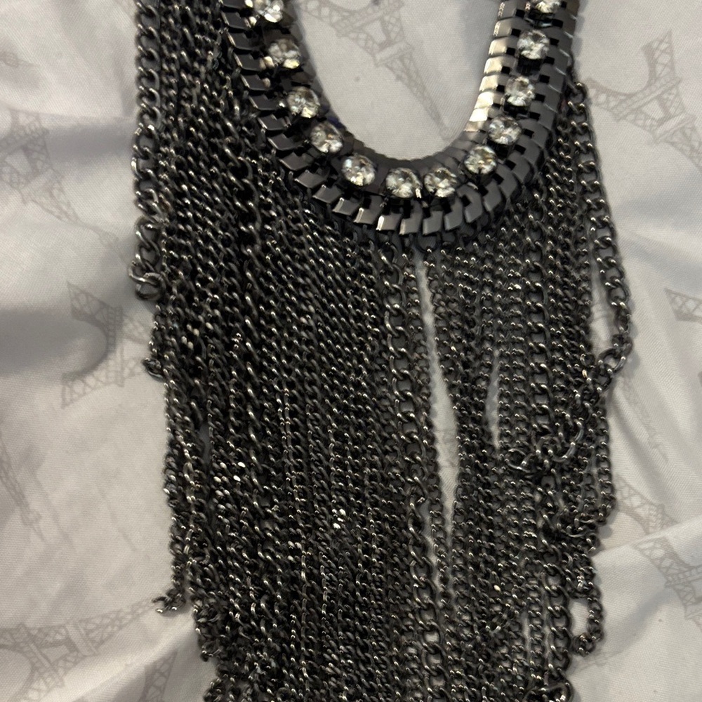Signature Black and Silver Necklace with Earrings - Picture 3 of 4